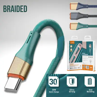 USB Type C Cable Fast Charger Braided Long Lead Heavy Duty Charging For Samsung • £3.99