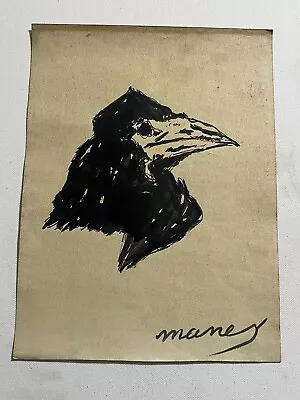 Édouard Manet Drawing On Paper (Handmade) Signed And Stamped Mixed Media Vtg Art • $120