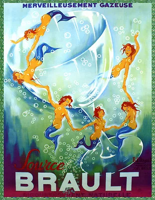 Decoration Poster.Champagne Mermaids Having Fun.Retro Room.Wall Art Decor.q0141 • $18