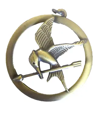 Vintage Necklace Charm Mockingjay Movie Hunger Games Suzanne Collin. Gold Tone • $7.95