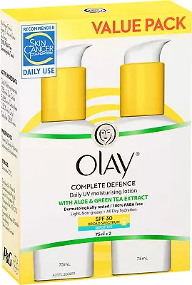 Olay Complete Defence Daily UV Moisturising Lotion With Aloe And Green Tea Ex... • $19.48