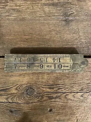 Antique Rabone #1167 Wooden Folding Ruler Boxwood Brass 24in • $20