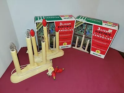 Vintage Beacon Christmas 3 Light Candelabra Window Candolier Lot Of 2 With Bulbs • $15