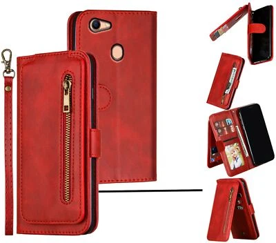 $11.95 • Buy Oppo A73 A75 F5 Multifunction Wallet Case 9 Card Slots Vertical Flip Front Zip