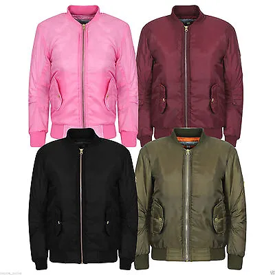 £7.95 • Buy Kids Jacket Girls Boys Bomber Padded Zip Up Biker Winter Ma1 Coat 2-13 Years New