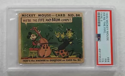 Rare 1935 MICKEY MOUSE Card #84 R89 Bubble Gum Inc. Type II-PSA 1.5 • $104.99