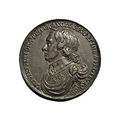 Nd (1653) Great Britain Oliver Cromwell (lord Protector)cast Silver Medal Scarce • £674.93