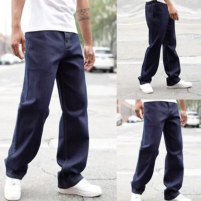 Victorious Men's Casual Essential Baggy Fit Comfortable Raw Denim Jeans DL998 • $34.99