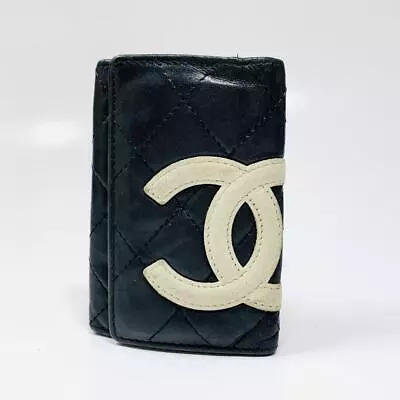 CHANEL Cambon Line Black Pink Leather 6 Ring Key Case Used • £116.81