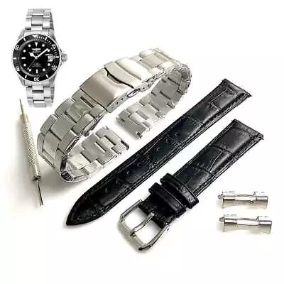 Pack Of 2 Steel And Leather Replacement Watch Band Fits Invicta Pro Diver 9937OB • $45.44