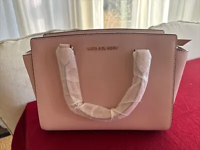 Michael Kors Selma Medium Pink/Blossom Leather Satchel Shoulder Bag 35H8GLMS2L • $65