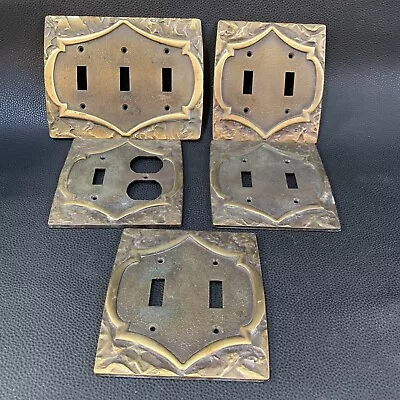 Vintage Brass Switch Plate Covers Set Of 5. Retro Home Accent. • $40