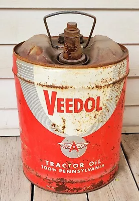 Vintage Veedol 5 Gallon Tractor Oil Can Tidewater Company Flying A Pennsylvania • $24.88