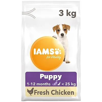 IAMS Complete Dry Dog Food For Puppy Small And Medium Breeds With Chicken 3 Kg • £10.99