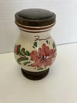 Vintage Zassenhaus Salt Or Pepper Shaker Ceramic Wood  Flowers West Germany • $25