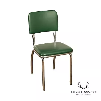 Royal Metal 1950's Vintage Chrome And Green Vinyl Side Chair • $265