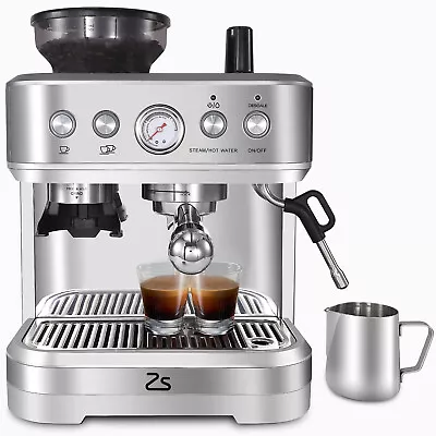 15 Bar Espresso Machine With Milk Frother Grinder Latte Cappuccino Coffee Maker • $298.99