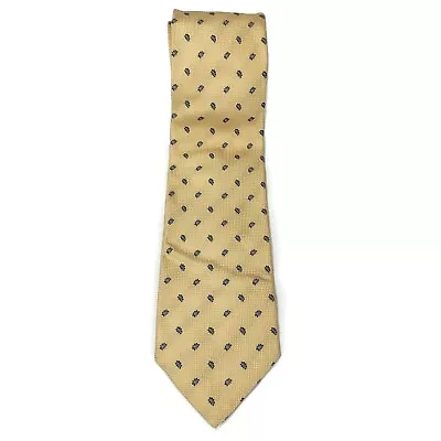 Robert Stovelli Milano Italian Made Silk Tie Mens Yellow Blue Dotted NeckTie 62  • $5.99