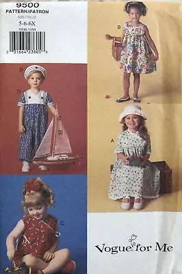 NEW Children’s Romper Vogue Pattern #9500 Jumpsuit Dress 5-6X Vogue For Me FF • $10.99