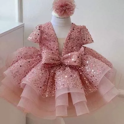 Summer Girls Princess Dress Shiny Sequin Baby Birthday Party Sweet Tutu Dress  • $87.78