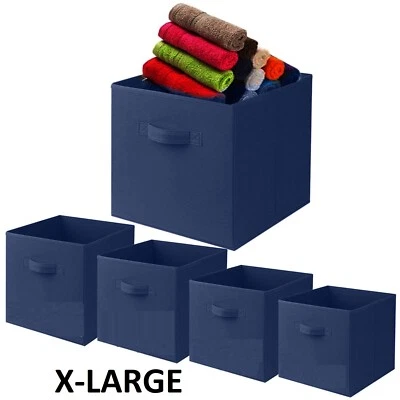 £12.95 • Buy 2x Foldable Canvas Storage Collapsible Folding Box Fabric Cube Cloth Basket Bag