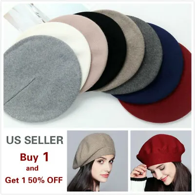 Women Vintage French Style Beret Hat Soft Wool Warm Cap Beanie Winter Autumn • $7.79