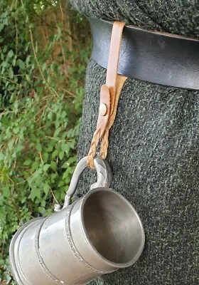 Leather Tankard Strap Brown. Soft Premium Leather. LARP LRP Reenactment Medieval • £8.99