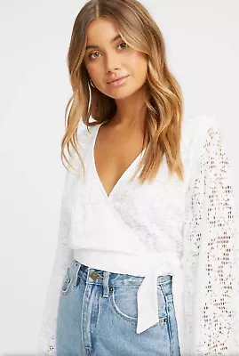 KOOKAI Womens Designer Wrap Crop Top Blouse Shirt 36 • $20