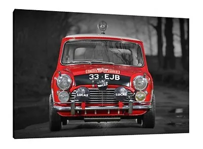 Classic Mini Cooper S - 30x20 Inch Rally Canvas - Framed Picture Print • £48.90