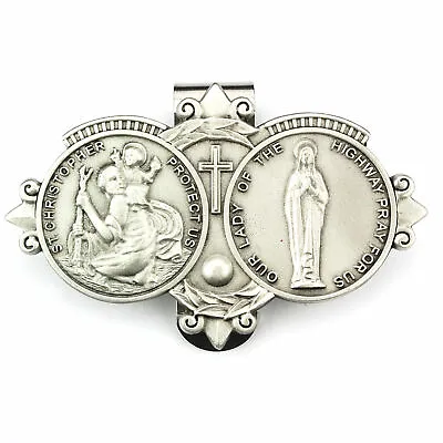 Visor Clip St Christopher & Our Lady Highway Medals Catholic Pewter Vintage Car • $7.64