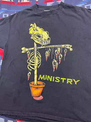 Vtg 1992 Ministry Scarecrow T-shirt Pushead Artwork Industrial Metal Brockum XL • $161.99