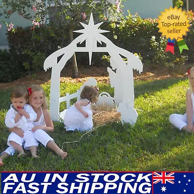 AU Nativity Scene Set Simple Assembly Yards Christmas Holy Decor White PP Lawns • $28.38