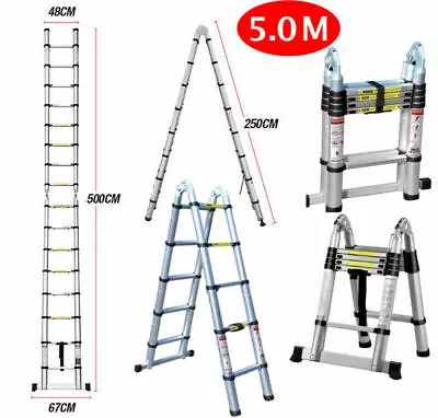8-16 Ft Heavy Duty Multi-Purpose Aluminium Telescopic Folding Ladder Extendable • $138.29