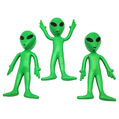 Bendable Rubber Green Aliens - 12 Pack (3.75 ) Action Figures Bendable UFO • $11.99