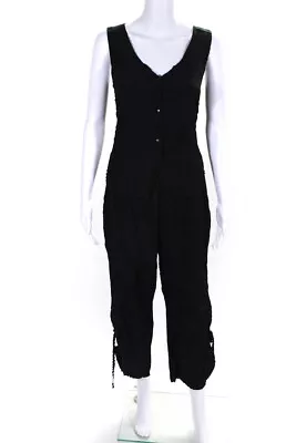 Babette Womens Buttoned Sleeveless V Neck Tank Blouse Pants Set Black Size S M • $59.99