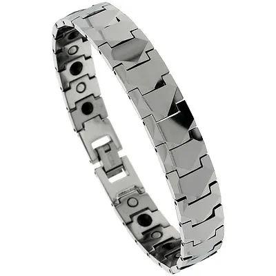 Tungsten Carbide Magnetic Bracelet W/ Freeform Facets • $42.99