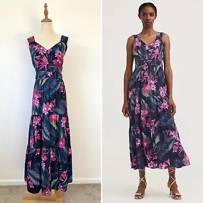 Witchery Women’s Maxi Dress Size 16 Tropical Floral Sleeveless Pleats Black Pink • $75
