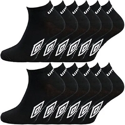 Mens Umbro Official Trainer Liner Sports Cotton Rich Ankle Socks 4 Pairs 6-11 UK • £5.99