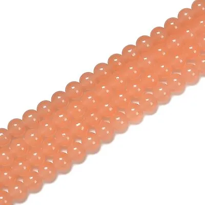 Orange Peach Crystal Glass Smooth Round Beads Size 6mm 8mm 10mm 15.5  Strand • $4.49