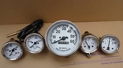 $33.22 • Buy Willys MB Jeep Ford GPW CJ - Speedometer Temp Oil Fuel Amp Gauges - White Face