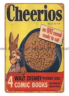 1940s Bunny Cheerios Oat Cereal Ready To Eat Metal Tin Sign Plaque Artwork • £18.18