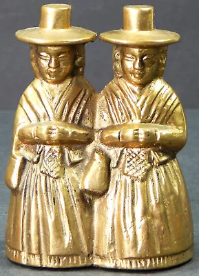 Vtg Twin Ladies Brass Bell Witches Pilgrims Table Women Shoe Boot Double Clapper • $29.99