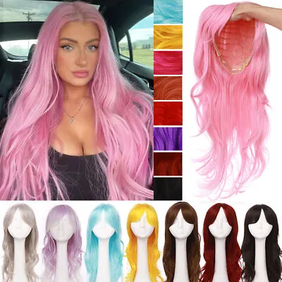 Women Long Curly Wig Front Bang Synthetic Cosplay Lolita Wig Costume Party Thick • £20.34