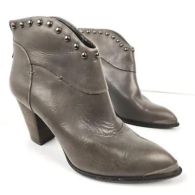 B. Makowsky Quincy Gray Soft Leather Studded Ankle Boots Booties Womens Size 7 • $23.99