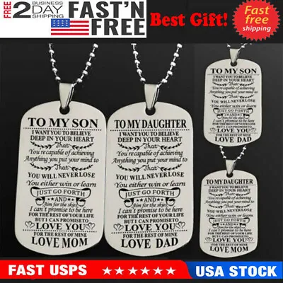 To My Son Daughter Gift From Dad Mom Military Dog Tag Pendant Necklace Xmas Gift • $6.99