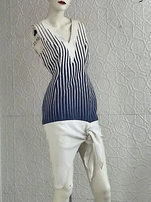 Vintage Clothing-Jeanne Marc Lothon Sailor-Navy-Blue White-Small-Designer- • $56