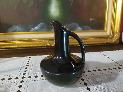 Vintage Anna Van Briggle Black Glazed Pottery Small Pitcher/Vase 5  • $22