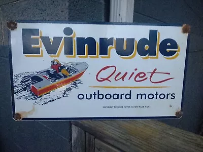 Vintage Evinrude Porcelain Sign Gas & Oil Boat Outboard Motors Water Craft • $239.99