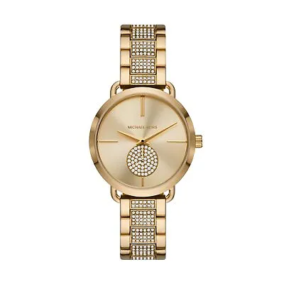 Womens Wristwatch MICHAEL KORS PORTIA MK4602 Stainless Steel Golden Swarovski • $228.85