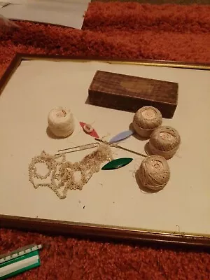 Collection Of Vintage Crochet Lacey Thread And Tools • £5